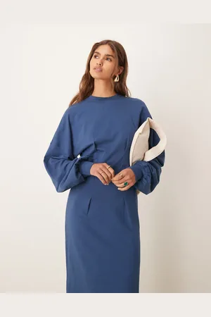 ASOS Vestido midi estilo sudadera con cintura ceñida de -Multicolor
