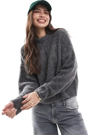 Pieces® Jersey gris moteado de punto mullido de