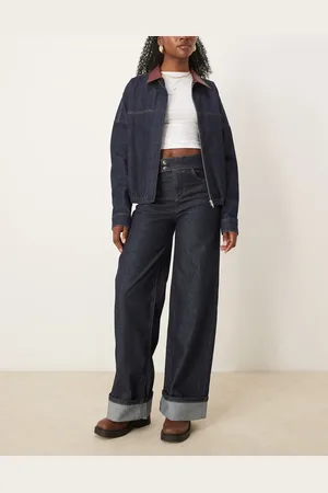 ASOS Vaqueros añil de corte slim con bajos vueltos de