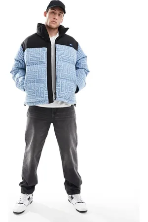 Hugo Blue Chaqueta de plumas negro y con estampado integral Byres de