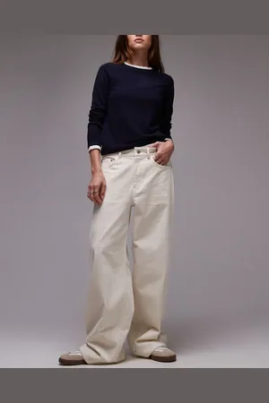 ARKET Pantalones color crudo elásticos de pernera ancha holgada y talle bajo de pana Cloud de