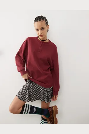 Reclaimed Top de manga larga con cuello panadero de punto gofrado de -Rojo