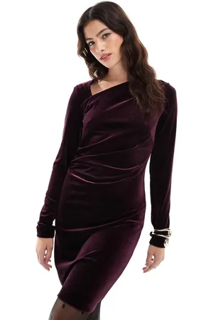 French Connection Vestido corto ajustado de terciopelo de -Rojo