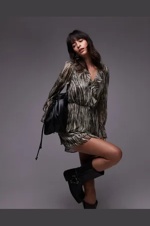 MANGO Vestido corto con estampado de cebra de