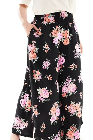 Yours Pantalones culotte de pernera ancha con estampado de -Multicolor