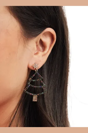 Accessorize Pendientes dorados en forma de árbol de Navidad de