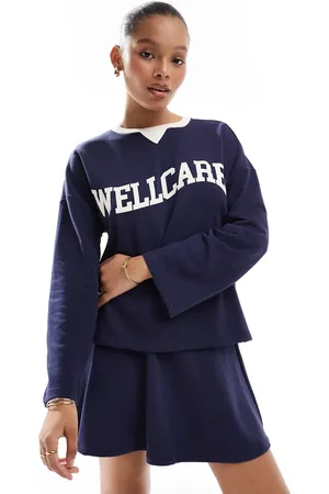 Pieces® Sudadera marino con texto "Wellcare" de (parte de un conjunto)