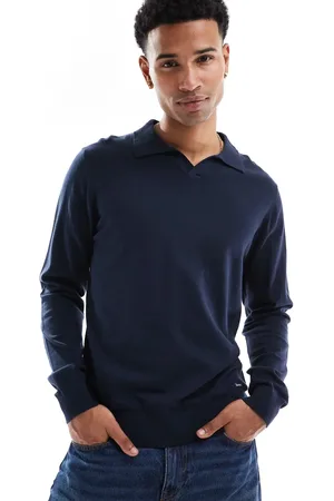 Threadbare Top de manga larga con cuello de solapas de punto de