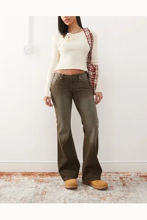 Weekday Vaqueros de corte bootcut y talle bajo con lavado marrón oscuro Nova de