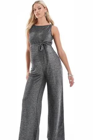 Mama;licious Mono largo de pernera ancha de punto con purpurina de Mamalicious Maternity