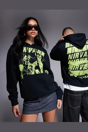 ASOS Sudadera negra unisex extragrande con capucha y estampado "Nirvana Incesticide" de