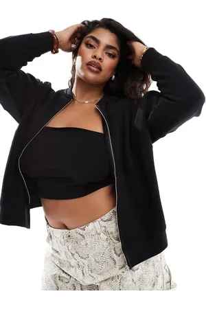 Yours Chaqueta bomber negra extragrande de punto liso de -Gris