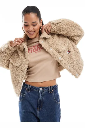 Tommy Hilfiger Chaqueta corta color tostado de borreguito sintético de -Marrón