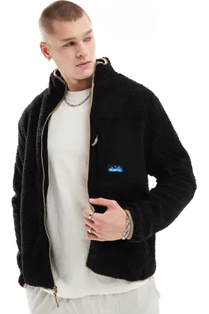 Kavu Chaqueta polar negra con cremallera de sherpa Wayside de