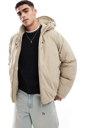 JACK & JONES Chaqueta acolchada beis con capucha y detalles técnicos de -Beis neutro
