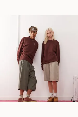 COLLUSION Sudadera chocolate con logo estampado de Unisex