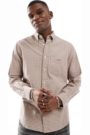 GANT Camisa beis a cuadros Tattersall con logo de -Beis neutro