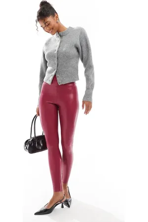 Commando Leggings color de cuero sintético de -Rojo