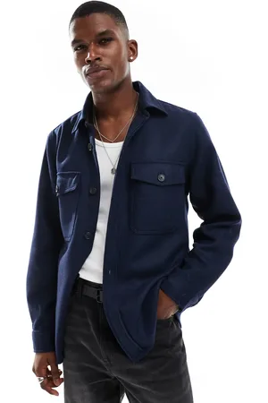 GANT Sobrecamisa azul marino de mezcla de lana de