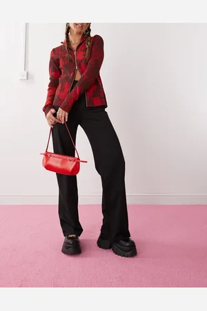 Monki Pantalones negros elásticos de pernera recta con cintura sin cierres de