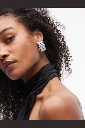 Topshop Pendientes de aro gruesos plateados con diseño acanalado Eve de