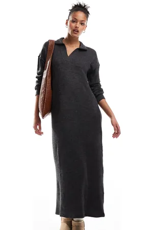 VERO MODA Vestido semilargo jaspeado con cuello tipo polo de tejido muy suave de