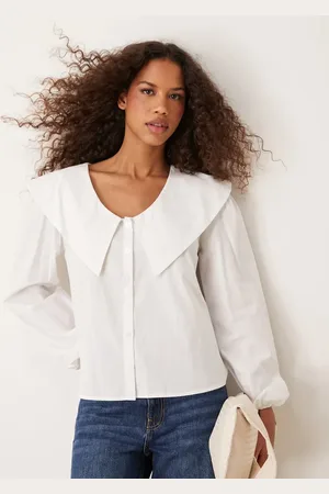 ASOS Blusa blanca con solapas extragrandes de popelina de
