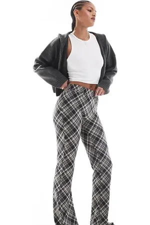 Noisy May Pantalones de campana negros a cuadros de