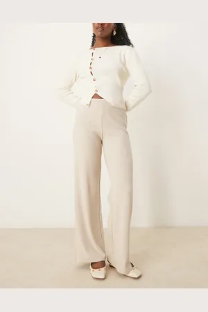 MANGO Pantalones claro holgados de punto liso de (parte de un conjunto)- neutro