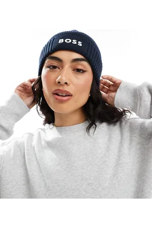 HUGO BOSS Gorro con logo blanco de punto inglés Asic de BOSS