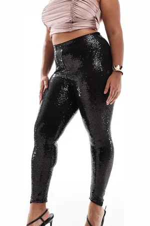 Yours Leggings negros de lentejuelas de
