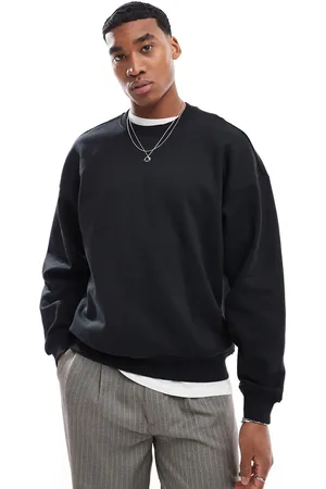 Only & Sons Sudadera negra extragrande con cuello redondo de