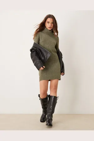 JDY Vestido melange con cuello vuelto de punto de -Verde