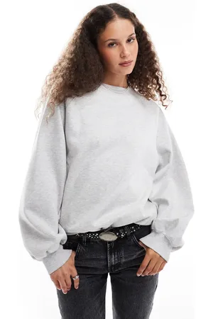 Weekday Sudadera gris jaspeado extragrande con mangas raglán voluminosas de
