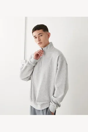 COLLUSION Sudadera jaspeado con cuello alzado y media cremallera de