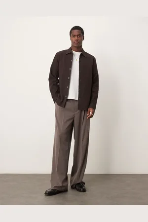 SELECTED Camisa marrón extragrande de tejido gofrado de