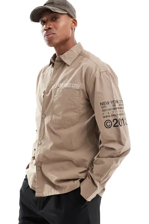 Only & Sons Camisa beis holgada con estampado "NYC" de -Beis neutro