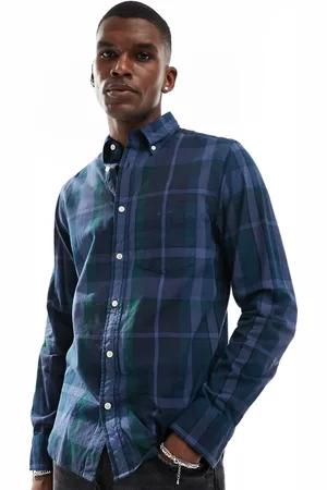 GANT Camisa a cuadros azul marino de manga larga de