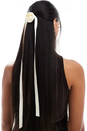 Easilocks Coletero color crema con flor exclusivo de x ASOS-Blanco