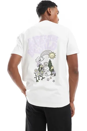 Farah Camiseta blanca con estampado en el pecho y la espalda Darwin de