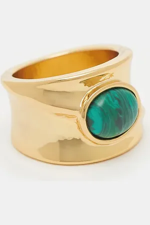 ASOS Anillo chapado en oro de 14 quilates con detalle de malaquita de ASOS DESIGN Curve