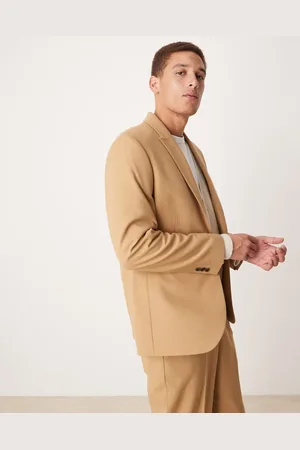 ASOS Chaqueta de traje color de corte estándar de sarga de -Beis neutro