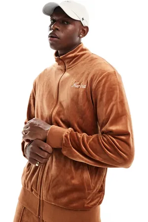 New Era Chaqueta de chándal color óxido con cremallera de velour de (parte de un conjunto)-Marrón