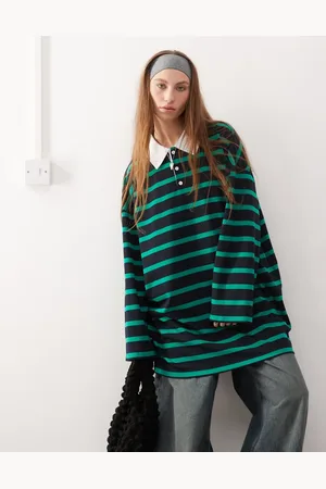 COLLUSION Vestido verde estilo rugby a rayas de -Multicolor