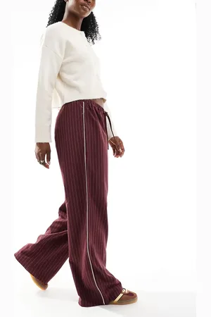 ASOS Joggers de sastre burdeos sin cierres con raya diplomática y raya lateral de -Rojo