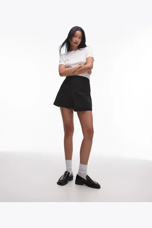 Topshop Minifalda de sastre negra cruzada de