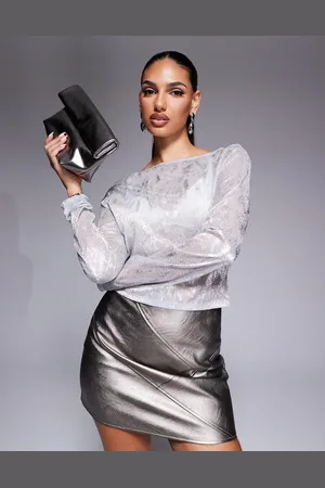 ASOS Top metalizado holgado de manga larga de