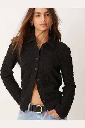 JDY Camisa negra texturizada de