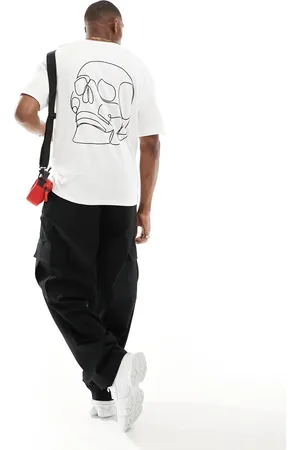 JACK & JONES Camiseta blanca extragrande con estampado de calavera de
