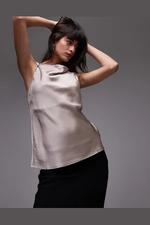 MANGO Top sedoso con cuello drapeado de